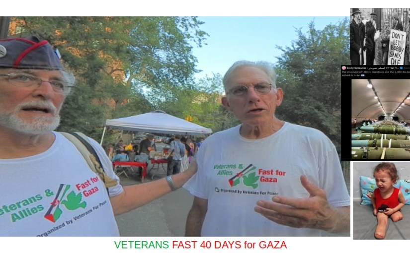 HzB VETERANS & ALLIES for PEACE FAST for GAZA – we speak with Vets Mike & Ken in Tompkins Square Park NYC&nbsp;6-18-25